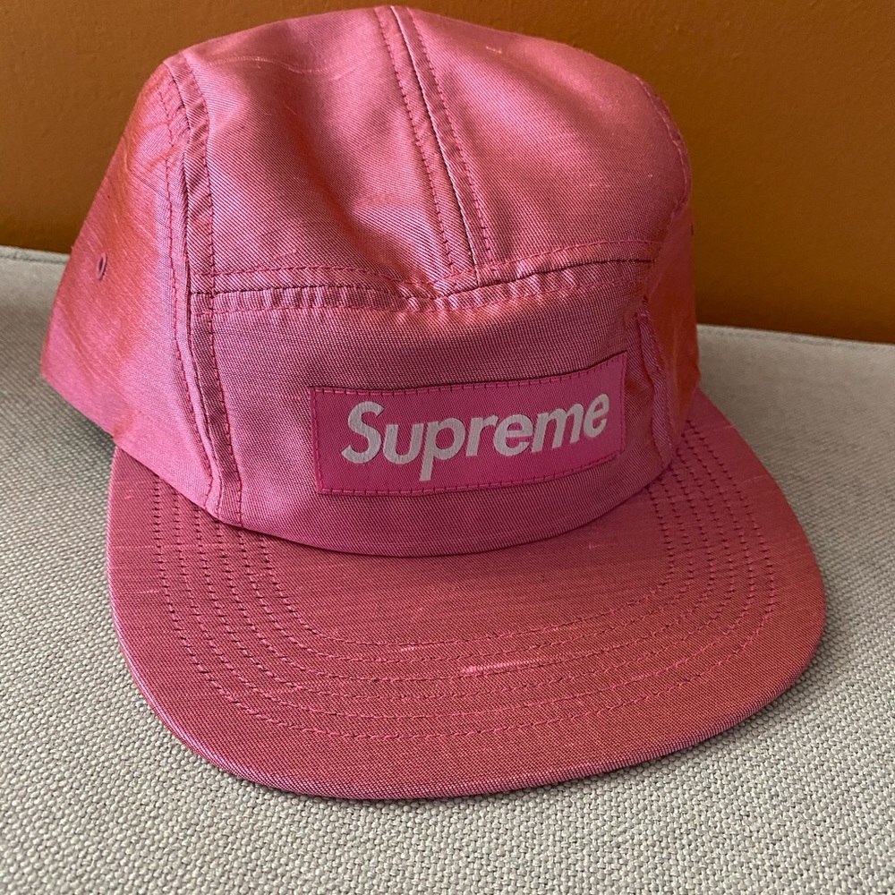 Supreme Raw Silk Camp Cap Pink